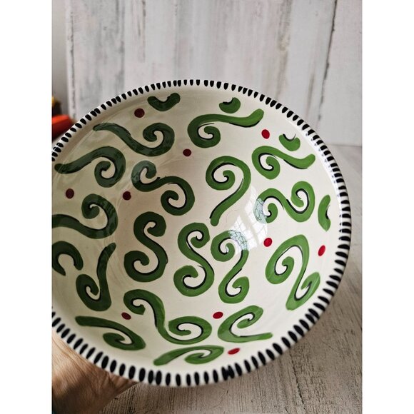 Vintage bagwell simply Xmas bowl green swirl Xmas cereal soup rare retired - Picture 5 of 7